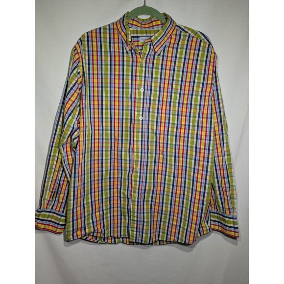 Barry Bricken Mens Button Down Plaid Shirt Sz L Colorful Preppy Career Business - Picture 1 of 7